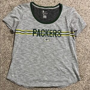Nike Gray Packers Tee with Green and Yellow Stripes